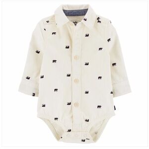 Oshkosh B’gosh Bear Print Corduroy Button-Front Bodysuit - Baby Boy Size 12MOS